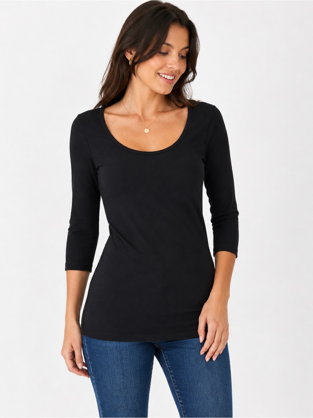 Decree Women’s Small Black Long Sleeve Scoop Neck Tunic Shirt Stretch Top